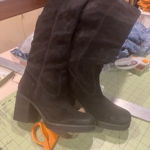 Zodiac knee high black suede boots.